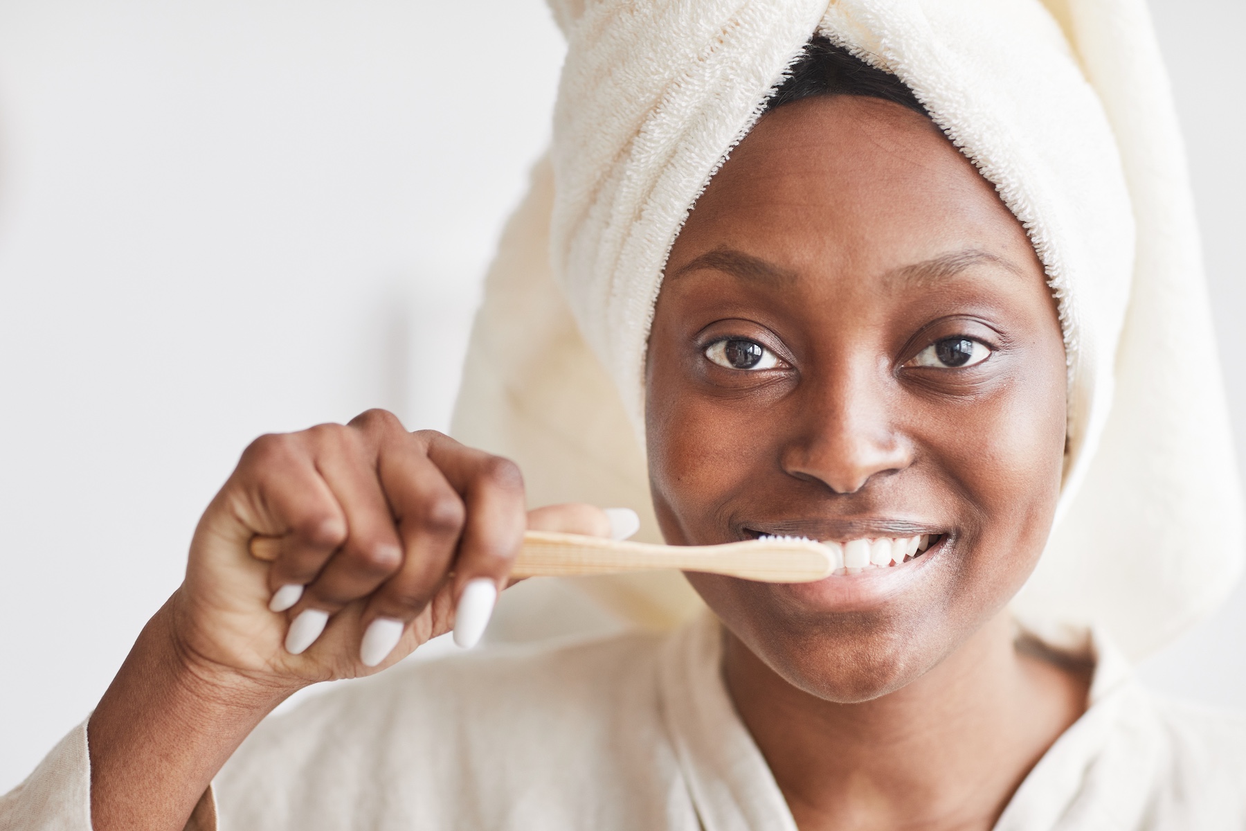 african american woman with toothbrush